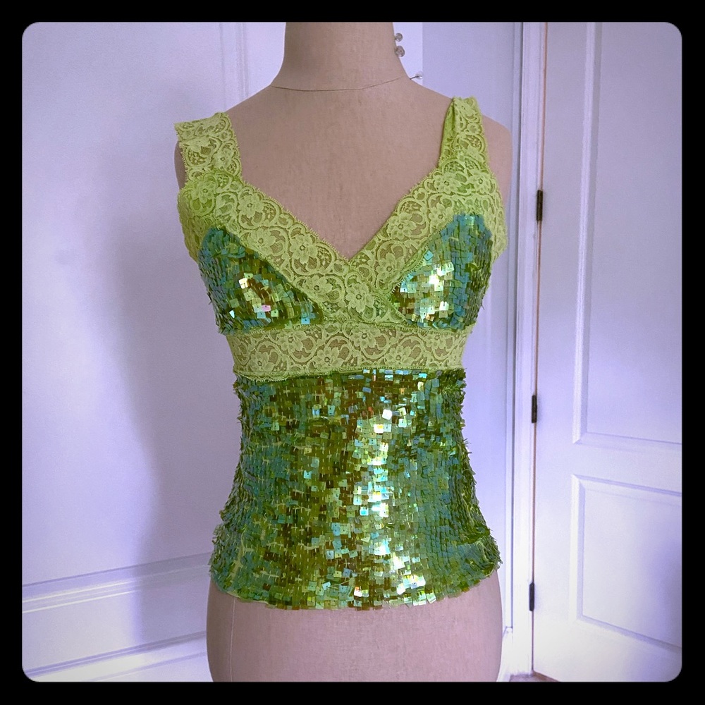 Stunning lime green sequin top.  Made in Italy.